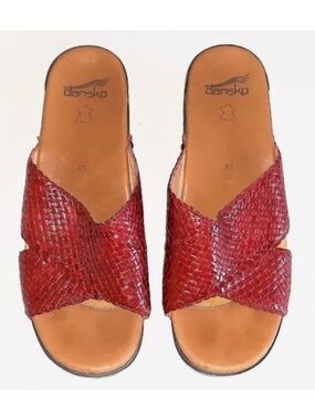 *Dansko Mila Red Woven Leather Clogs Slip On Sandal 41 US 10.5/11